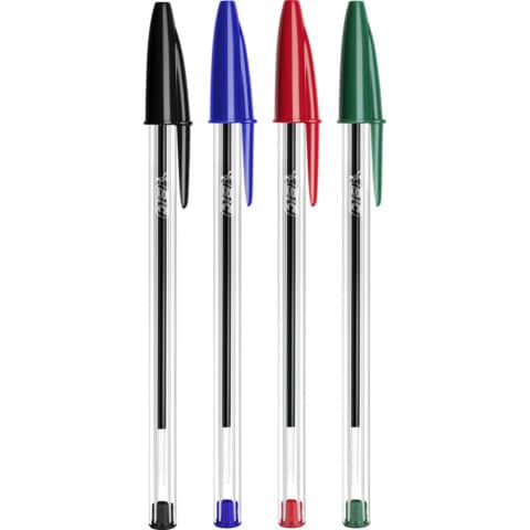 Penne a sfera con cappuccio BIC Cristal Original 1 mm - colori assortiti - astuccio portapenne da 20 pezzi - 929081
